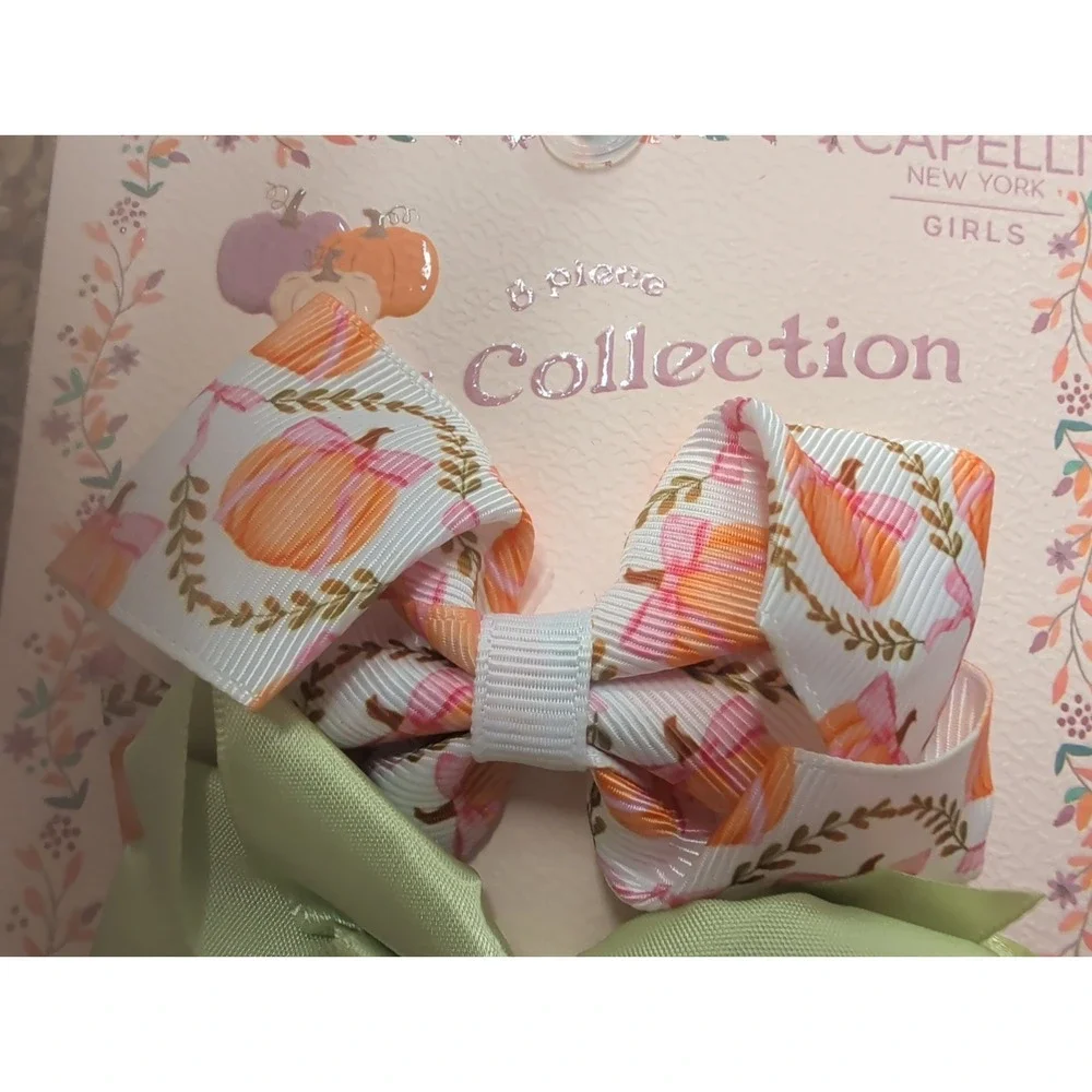 Capelli New York girls 8pc Fall Harvest Fabric Hair Bow Collection Multi Color